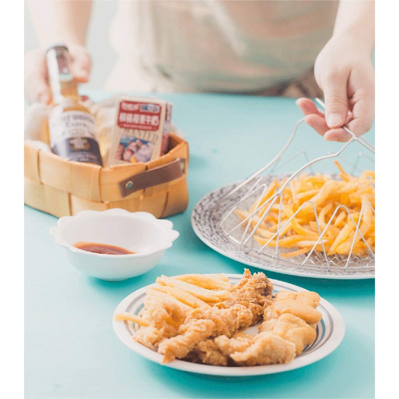 WAFJAMF 304 Stainless Steel Deep Fry Basket Foldable Chef Strainer