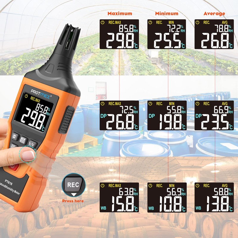 Protmex PT618 Temperature Humidity Meter, Thermometer Hygrometer Monitor with Ambient,