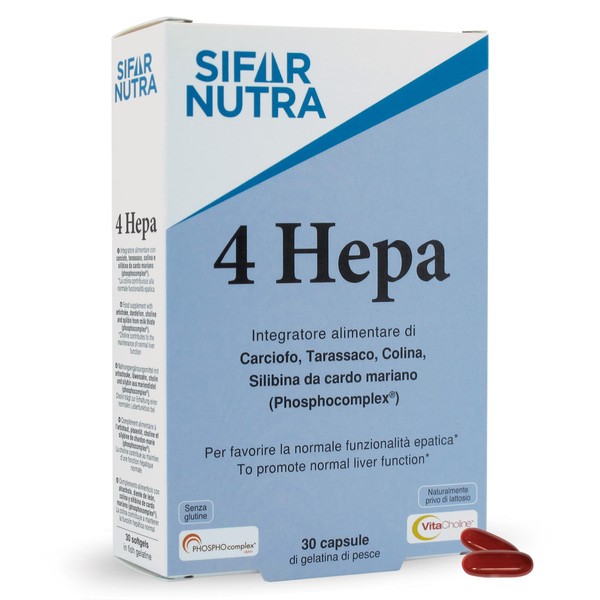 Sifar Nutra 4 Hepa | Liver Purification Supplement | For Normal Liver Function | With Artichoke, Dandelion, Choline, Milk Thistle Sillibine | 30 Capsules