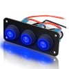 KEING 3 Gang 12V 20 Amp Toggle Rocker Switch Panel Led Breaker Waterproof Wi