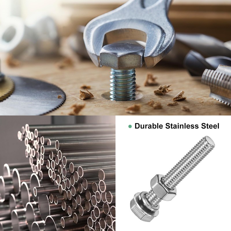 M METERXITY 10-Pack Hex Head Screw Bolt with Nuts Flat