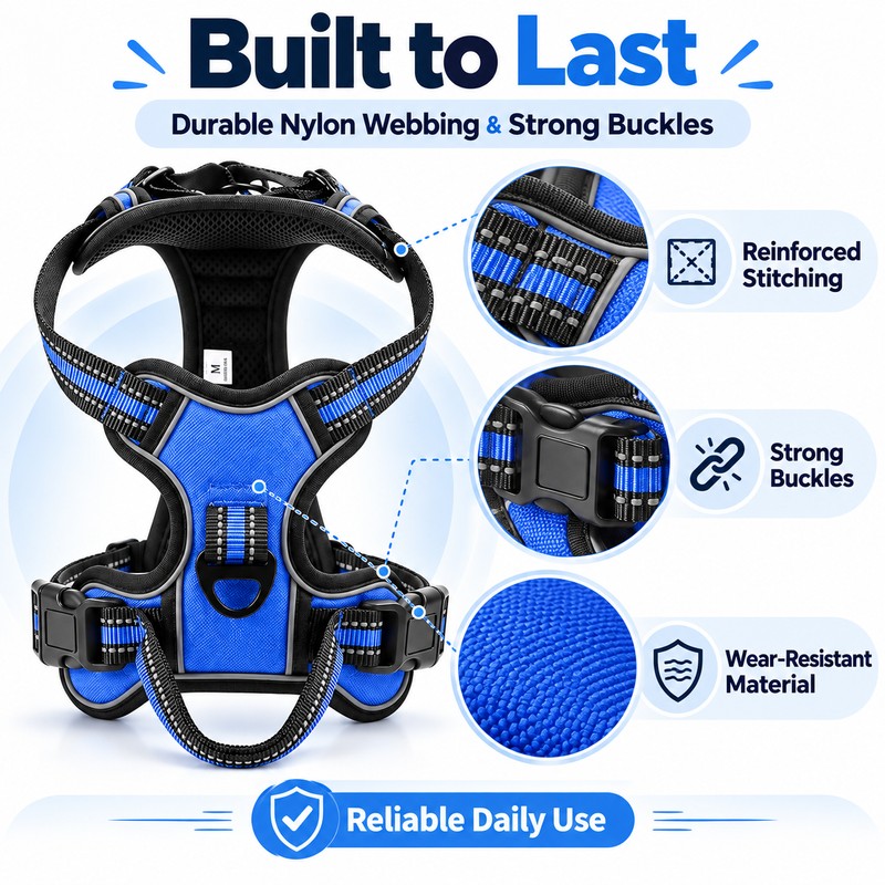 Adjustable Reflective Dog Harness for Daily Walks – Soft Breathable
