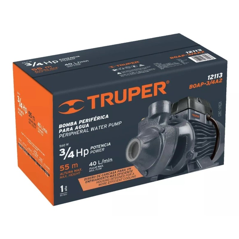 Truper Bomba periférica monofásica Truper BOAP-3/4A2 560W color gris oscuro