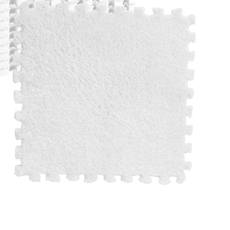 10pcs Plush Puzzle Floor Foam Mat Tiles Fluffy Cuttable Anti
