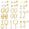 Hypoallergenic Gold Stud Hoop Earrings for Women Lightweight Small 14K