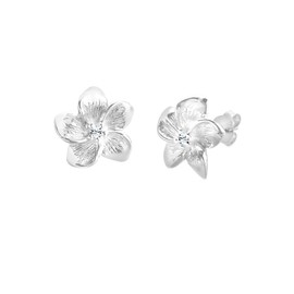 Elli Women's Frangipani Flower Earrings with Crystals Flower in 925 Sterling Silver, Sterling Silver, Crystal