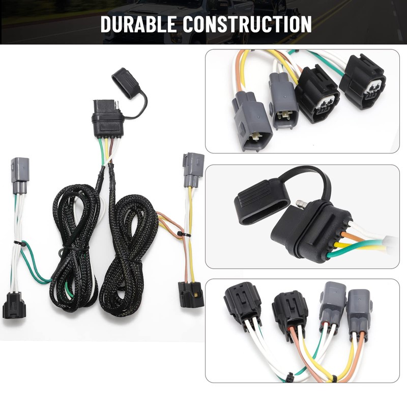 MECMO 4-Way Flat Trailer Wiring Harness 55363 for 1998-2006 Jeep