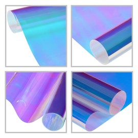 XIMINZ Blue Chameleon Window Film Holographic Decorative Rainbow Color One Way Mirror Daytime Privacy Protection Window Tint Film, 54.33'' x 118.11'' (Blue Chameleon, 54.33 x 118.11 Inch)