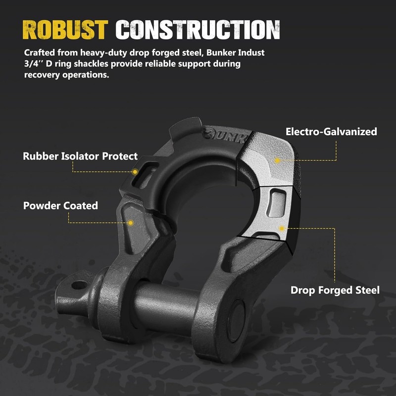 BUNKER INDUST Heavy Duty Tow Strap Recovery Kit, 3" x