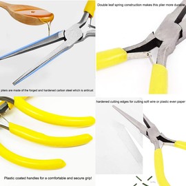 YXQ Long Needle Nose Pliers Cutter Plastic Coated Handle Electrical Repair Tool Yellow(6 inch)