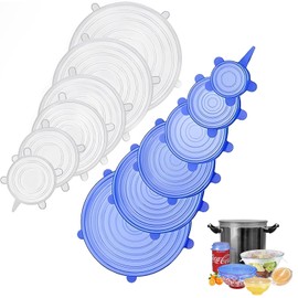 12 pcs Tapas Elásticas de Silicona,Envoltura Plástica Reutilizable Alternativa,Cubierta de silicona,para Cubetas y Recipientes de Almacenamiento,Sin BPA,para Mantener los AlimentosFrescos,Resistentes al Calor,Antiderrames,Excelente para Recipientes en La