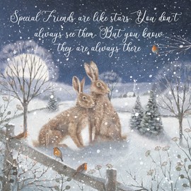 Hunts England - Special Friends Are Like Stars Luxury Christmas Card - 'Christmas Eve' - Milo's Gallery Collection - Beautiful Friendship Verse - For Him, Her, Men, Women, etc.
