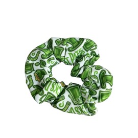 St. Patrick's Day Hair Scrunchie, Green Scrunchy Pattern, Luck of the Irish Hair Scrunchy, Shamrock Hair Scrunchy (Green and White St. Patrick's Day)
