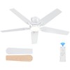 POCHFAN 52 Inch White Ceiling Fans With Lights and Remote,