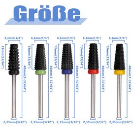 Mesee Pack of 5 Tungsten Carbide Nail File Bits, 2.35 mm Shank Nail Drill Bit Set, XF F M C XC Nail Drill Bit Set, Professional Nail Cutter Attachments for Nail Gel, Acrylic Nails, Manicure Pedicure