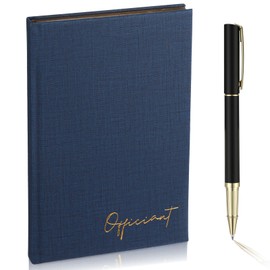 Engrowtic Wedding Officiant Book with Black Ink Pen 5.25 x 8.25 Inch Hardcover Journal Notebook with 192 Pages Officiant Gift Pastor Gift for Wedding Ceremony Sermon Minister (Dark Blue)