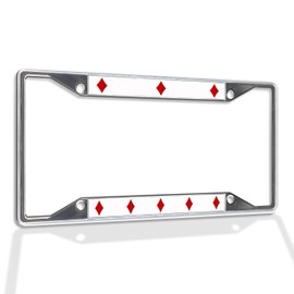 Fastasticdeals Metal Insert License Plate Frame Diamond Poker Weatherproof Car Accessories Chrome 4 Holes Solid Insert