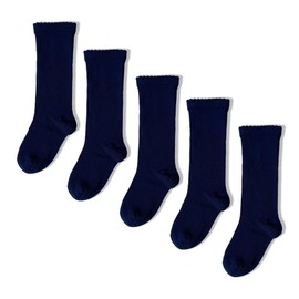 5pk Girls Bamboo (Viscose) Knee High Socks! Navy, UK Size 8-12 (3-6 yrs)