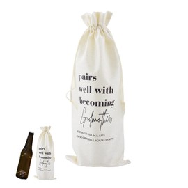 Godmother Thank You Appreciation Gifts for Godmom Women Wine Bag Gifts for God Mother Godmother Birthday Christmas Gift for Women God Mom Pairs Well with Becoming Godmother Wine Bottle Bag