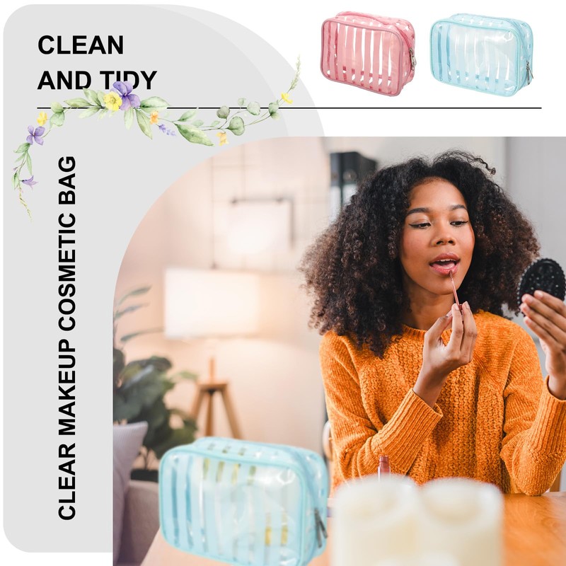 PATIKIL Clear Makeup Cosmetic Bag, 8"x5.7"x2.5" Transparent PVC Travel Toiletry