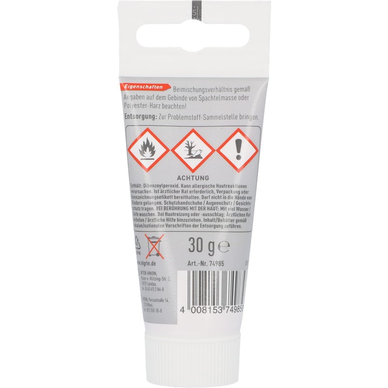 NIGRIN 30g Hardener for Repair and Modelling Work - Cures