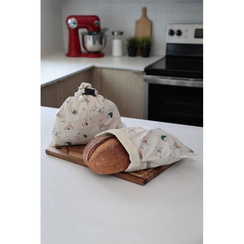 2 XL Beeswax Bread Bags for Homemade Bread, Reusable Cotton