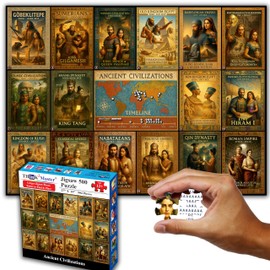 Think2Master Ancient Civilizations World History Jigsaw Puzzle 500 Pieces Large Format for Kids 12+, Teens, Adults & Families. Great Gift. Historical Timeline & World Map. Size: 26.8” X 18.9”