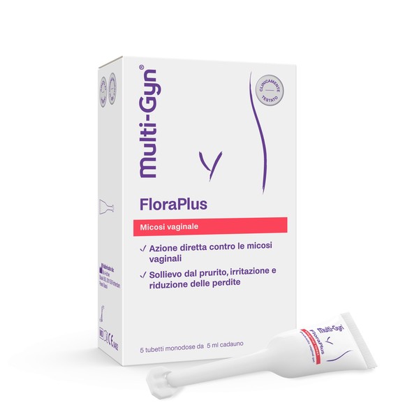 Multi-Gyn FloraPlus Intimate Cream - Treatment for Vaginal Infections (Candidiasis) - 5 x 5ml Single Dose Tubes - Immediate Relief from Itching, Irritation and Reduction of Leakage - Prebiotics