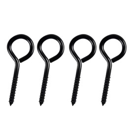 Farady 5 Inch Eye Hooks Heavy Duty Black Eye Bolt Screw in Hook 4Pcs Large Screw Eye Hooks Self Tapping Eyelet Screws for Wood Securing Cables Wire,Hammock Swing,Indoor & Outdoor Uses