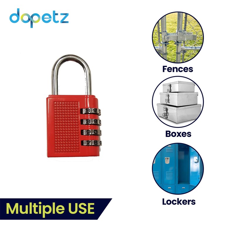 Dapetz ® 4-Digit Combination Padlock, Resettable Locker Padlock, Weatherproof Outdoor