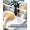 Zoeeker Kitchen Sink Sponge Holder, Dish Sponge Rack Ceramic Brush