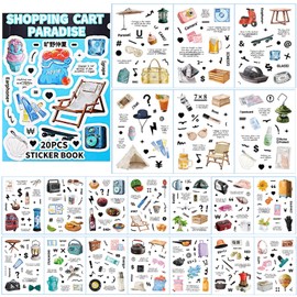 Aesthetic Scrapbook Stickers,Junk Journal Supplies 400 Vintage Stickers for journaling, Scrapbooking Supplies for Adults Bullet Journal Stickers for DIY Art Crafts, 20 Sheets Ephemera Sticker Book