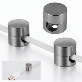 Mabor Charger Cord Holder for Nightstand, Cable Anchors for Desk, Aluminum Wire Organizers 2-in-1 Black Adhesive Cord Clips Charger Cable Management for Office Home Desktop Wall