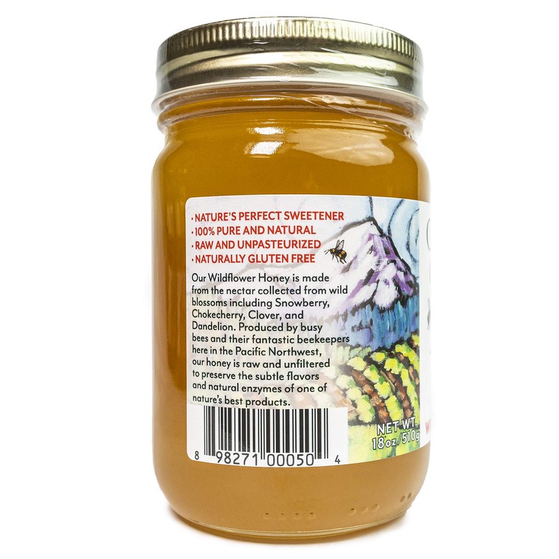 Oregon Growers, Wildflower Honey, Raw, Unfiltered, Unpasteurized, Natural, 18 Ounce