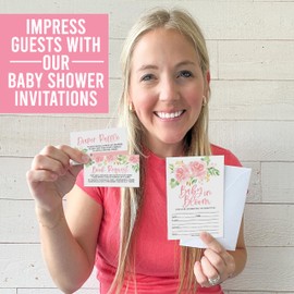 Hadley Designs 15 Floral Baby Shower Invitations for Baby Girl | Baby Shower Invites for Girl