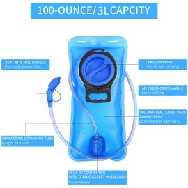 Hydration Bladder, 3 L 2 L 1.5 L Water Bladder BPA Free, Leak Proof Water Reservoir for Hiking, Camping, Backpacking and Biking (Blue-3L)