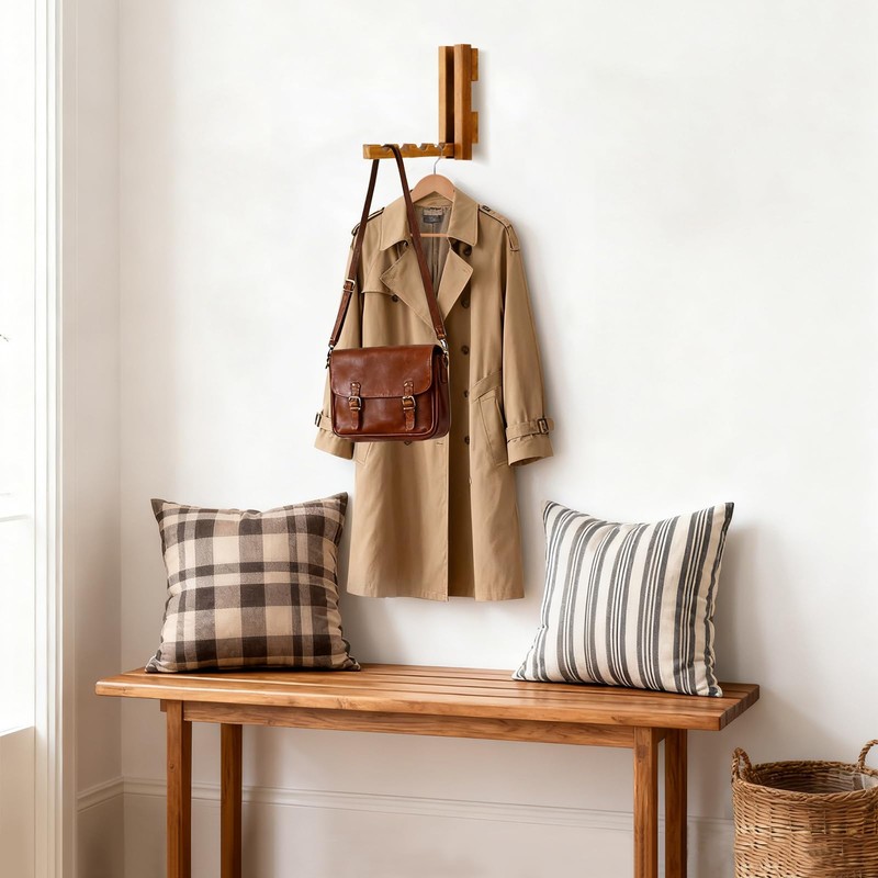 Wood Wall Mounted Clothes Drying Rack, Small Spaces Foldable Clothes