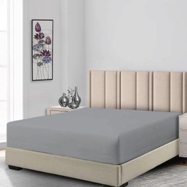 Ev Dekor Single Fitted Sheet Soft 100% Microfiber 40cm extra deep fitted bed sheets - bedsheets bottom sheet Dark Silver - Grey (90 X 190) Cm