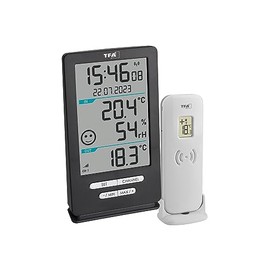 TFA Dostmann Xena Home 30.3074.10 Wireless Thermometer for Outdoor and Indoor Use, Room Climate Monitoring, with Outdoor Sensor, Max. Min. Values, Temperature, Humidity (Anthracite)
