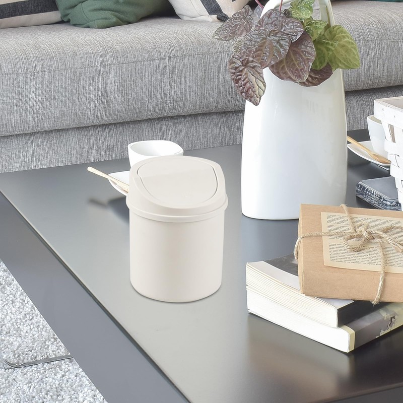 Zerdyne 2 L Plastic Mini Trash Bin with Swing-Top Lid,