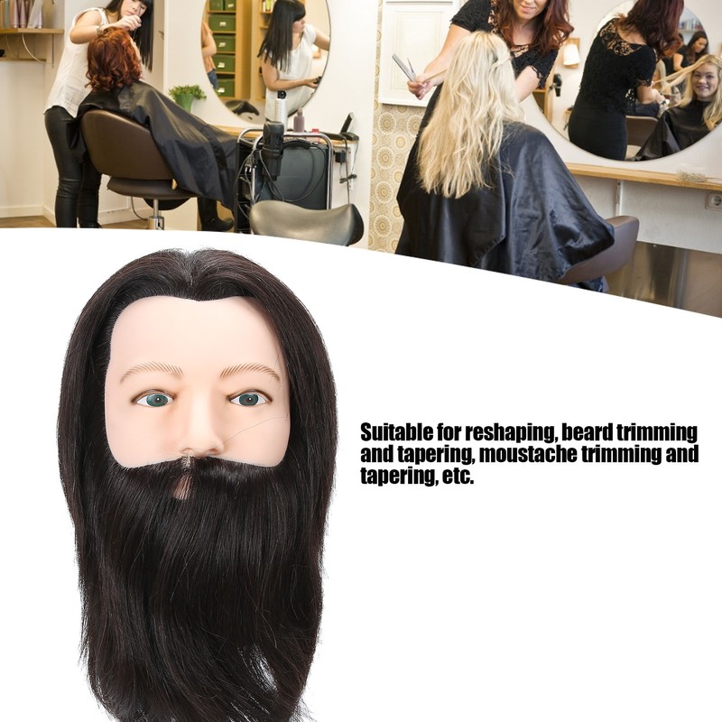 Salon Male Mannequin Head Human Hair Practice Hairdressing Training Head