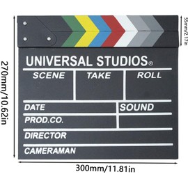 FORYNXHWIN Film Flap 30 x 27 cm, Director Flap Synchronous Flap Clapperboard, Scene Wooden Film Flap, Director's Flap Colour Stripes, Film Flap for Shoot Props, TV Series, Commercials