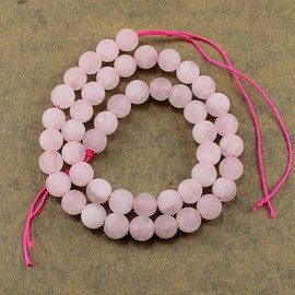 Gemstone Beads 8 mm and 6 mm Matt Gemstone * A Grade * Ball Semi-Precious Stone Gemstones Frosted Gemstone Beads Selection (Pink Quartz, 8 mm)