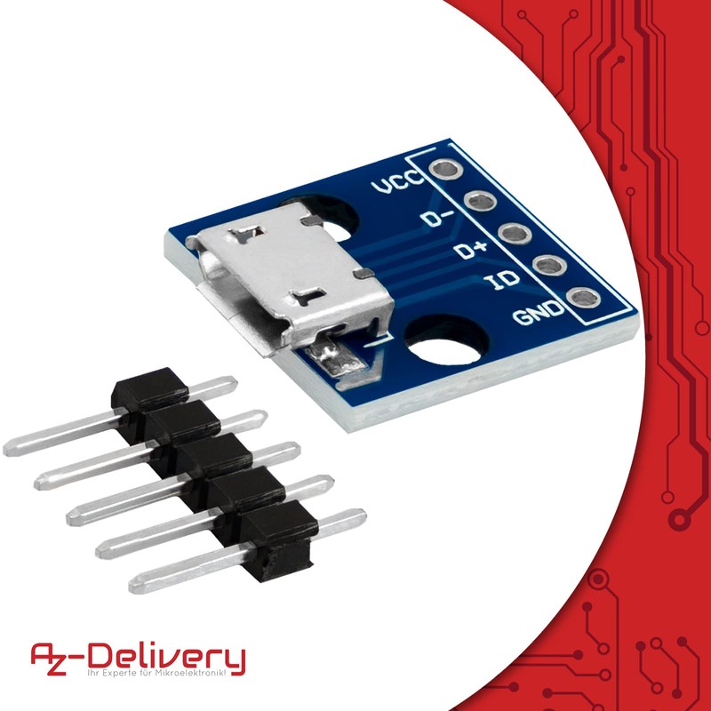 AZDelivery 10 x Micro USB Port Socket | USB Power