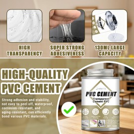 PVC Cement, PVC Pipe Glue, Strong Bonding Strength Pressure, 4.58 Oz