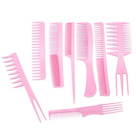 Ieron 8-teiliges Retro-Kamm-Set aus Kunststoff, Haarbürste im Back-Style für den Haarschnitt zu Hause, breitzahniger Strukturkamm, Kamm für fettiges Haar (Pink)
