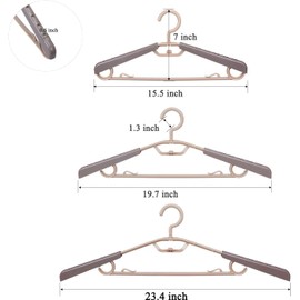 BonDream 6-Pack Heavy Duty Plastic Extra-Wide Arm 15"-23" Suits Clothes Hangers with Swivel Hooks,Perfect for Coat,Jacket,Dress,Shirt,Trousers or Closet Space Saving,Grey&Tan