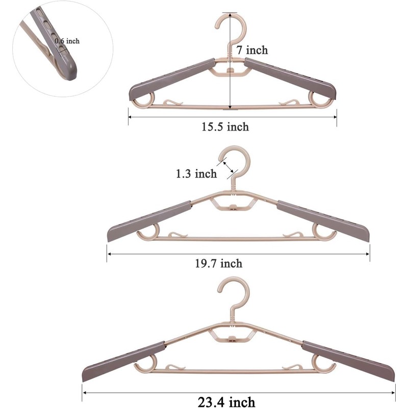 BonDream 6-Pack Heavy Duty Plastic Extra-Wide Arm 15"-23" Suits Clothes