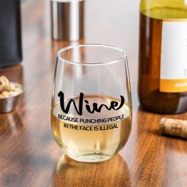 Fatbaby Funny Wine Glass Gifts For Women Coworkers, Sarcastic Wine Glass Gifts For Best Friends Sisters Besties, Christmas Birthday Mother's Day Gifts Stemless Wine Glass for Wine Lover 15 OZ