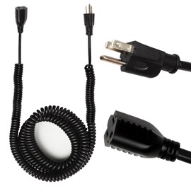 Iron Forge Cable 50ft Black Coiled Outdoor Extension Cord - 16/3 SJEOW Oil Resistant & Flame Retardant 3 Prong 13 Amp Power Cord for Indoor or Outdoor Use, 10 ft Coiled Length, 42 ft Fully Extended